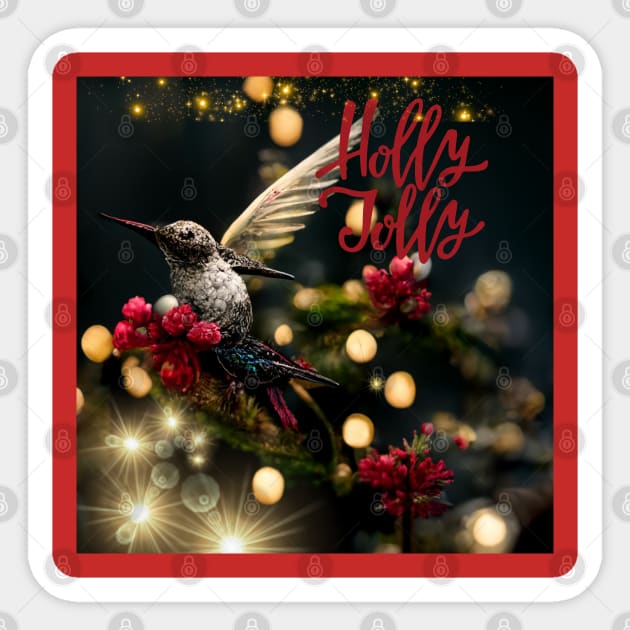 Holly Jolly - Christmas Hummingbird Sticker by Design-by-Evita